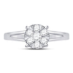 10kt White Gold Womens Round Diamond Flower Cluster Ring 1/2 Cttw