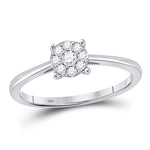 10kt White Gold Womens Round Diamond Cluster Ring 1/8 Cttw