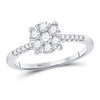 10kt White Gold Womens Round Diamond Flower Cluster Ring 1/2 Cttw