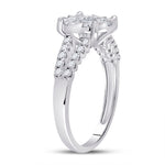 14kt White Gold Womens Round Diamond Flower Cluster Ring 1 Cttw