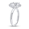 14kt White Gold Womens Round Diamond Halo Flower Cluster Ring 1 Cttw