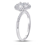 14kt White Gold Womens Round Diamond Halo Flower Cluster Ring 1/2 Cttw