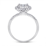 14kt White Gold Womens Round Diamond Halo Flower Cluster Ring 1/2 Cttw