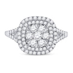 14kt White Gold Womens Round Diamond Right-Hand Cluster Ring 1 Cttw