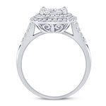 14kt White Gold Womens Round Diamond Right-Hand Cluster Ring 1 Cttw