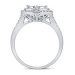 14kt White Gold Womens Round Diamond Fashion Pear Cluster Ring 1 Cttw