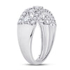 14kt White Gold Womens Round Diamond Right Hand Three-Row Band Ring 1 Cttw