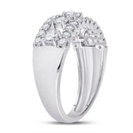 14kt White Gold Womens Round Diamond Right Hand Three-Row Band Ring 1 Cttw