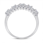 14kt White Gold Womens Round Diamond Right Hand Three-Row Band Ring 1 Cttw