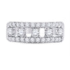 14kt White Gold Womens Round Diamond Right Hand Three-Row Band Ring 1 Cttw