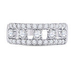 14kt White Gold Womens Round Diamond Right Hand Three-Row Band Ring 1 Cttw