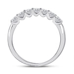 14kt White Gold Womens Round Diamond Anniversary Band Ring 1/2 Cttw