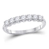 14kt White Gold Womens Round Diamond Anniversary Band Ring 1/2 Cttw