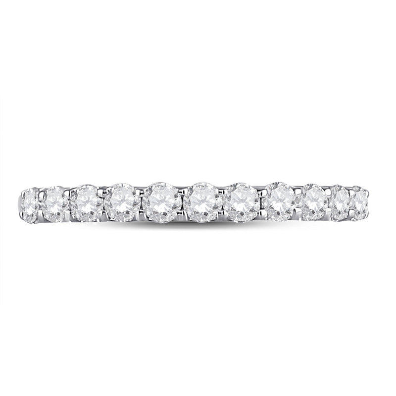 14kt White Gold Womens Round Diamond Classic Anniversary Band Ring 1/2 Cttw