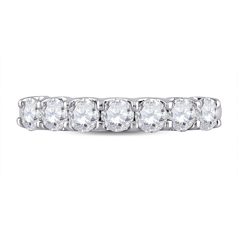 14kt White Gold Womens Round Diamond Classic Anniversary Band Ring 1 Cttw