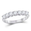 14kt White Gold Womens Round Diamond Classic Anniversary Band Ring 1 Cttw