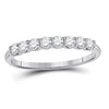 14kt White Gold Womens Round Diamond Classic Anniversary Band Ring 1/2 Cttw