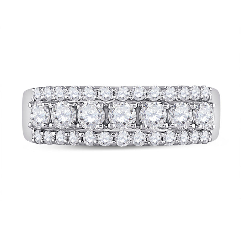 14kt White Gold Womens Round Diamond Classic Anniversary Band Ring 1 Cttw