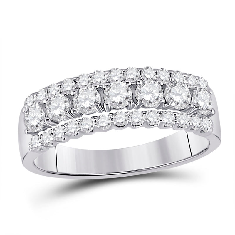 14kt White Gold Womens Round Diamond Classic Anniversary Band Ring 1 Cttw