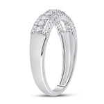 14kt White Gold Womens Round Diamond Classic Anniversary Band Ring 1/2 Cttw