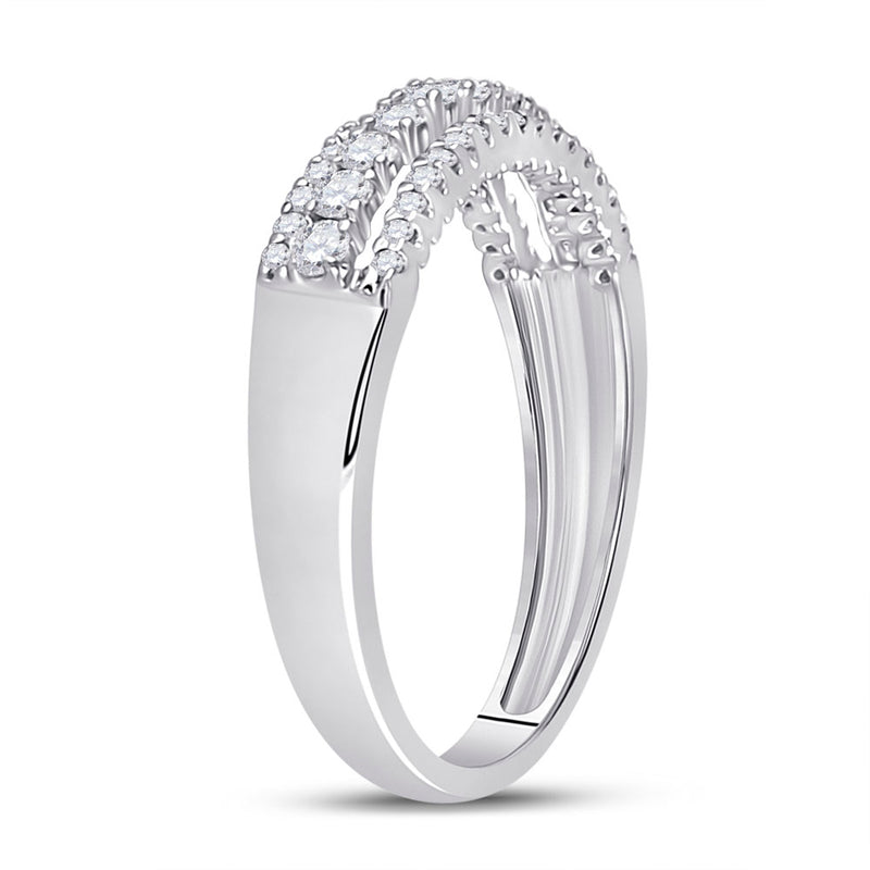 14kt White Gold Womens Round Diamond Classic Anniversary Band Ring 1/2 Cttw