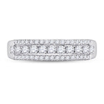 14kt White Gold Womens Round Diamond Classic Anniversary Band Ring 1/2 Cttw