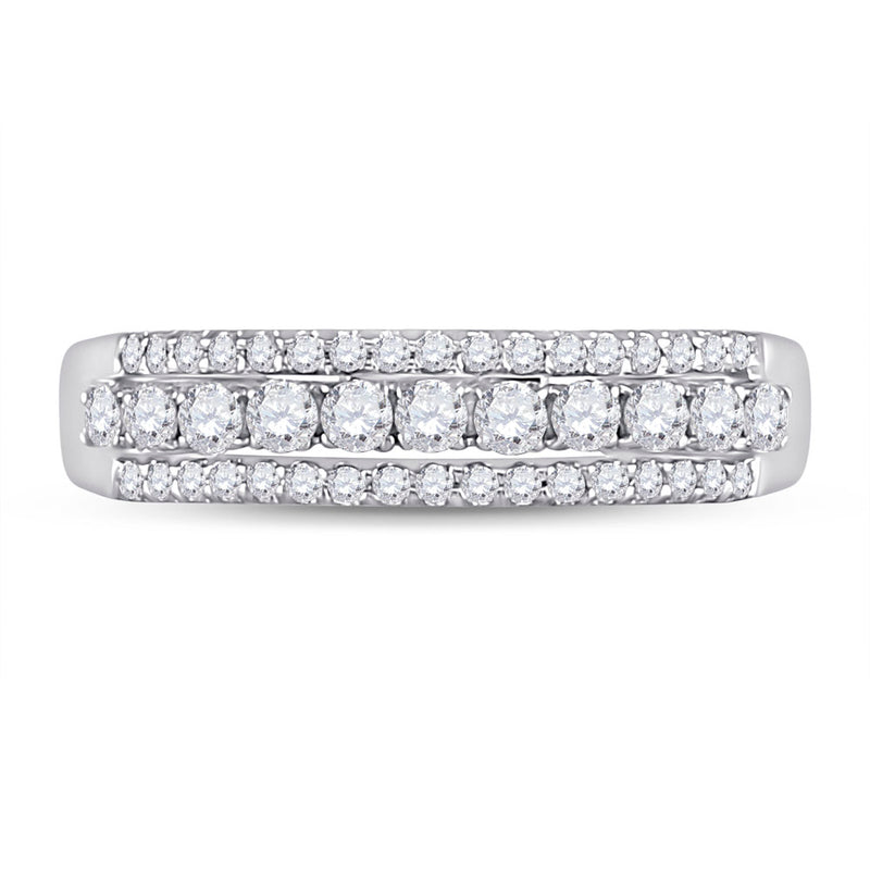 14kt White Gold Womens Round Diamond Classic Anniversary Band Ring 1/2 Cttw