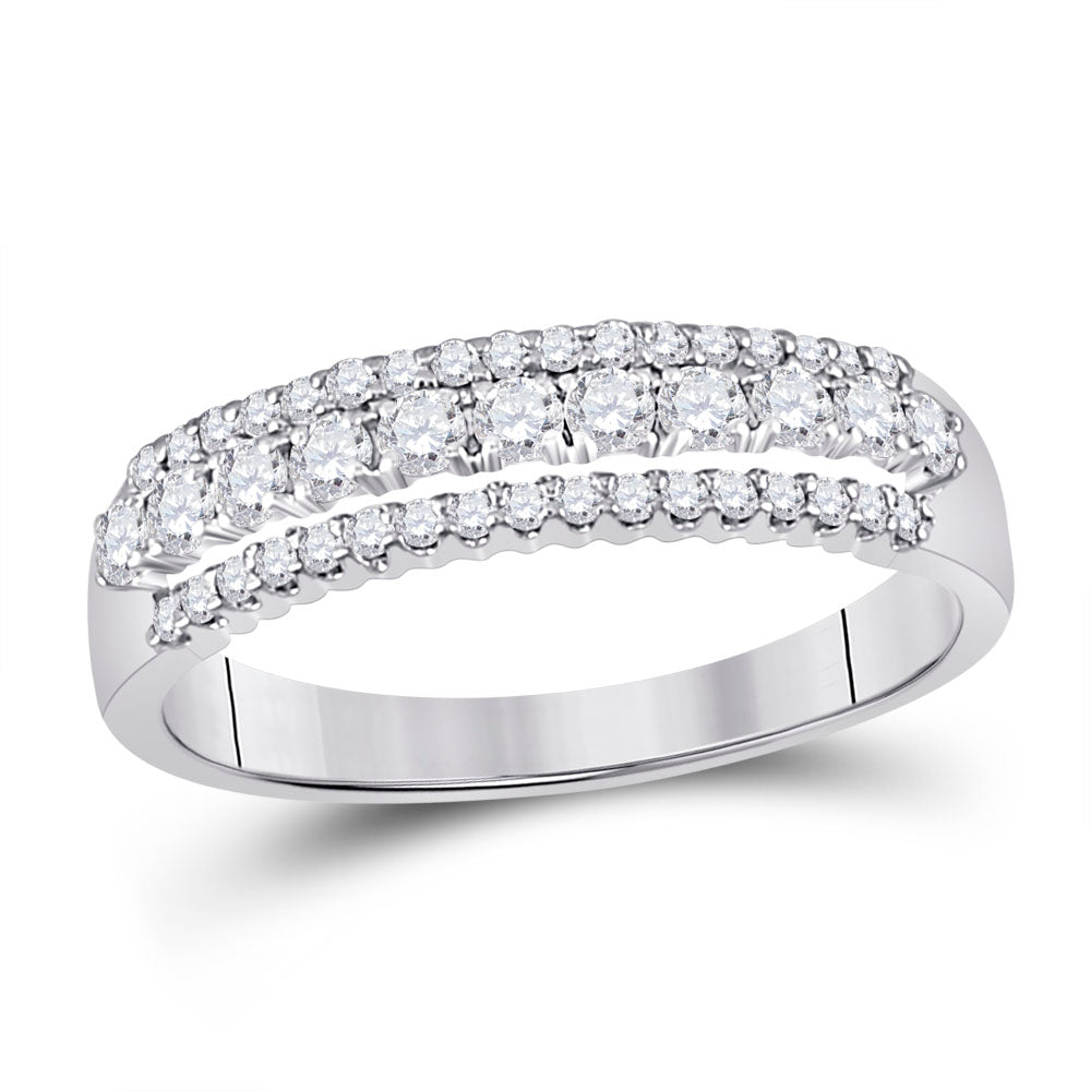 14kt White Gold Womens Round Diamond Classic Anniversary Band Ring 1/2 Cttw