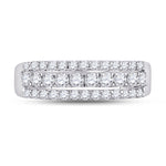 14kt White Gold Womens Round Diamond Classic Anniversary Band Ring 3/4 Cttw