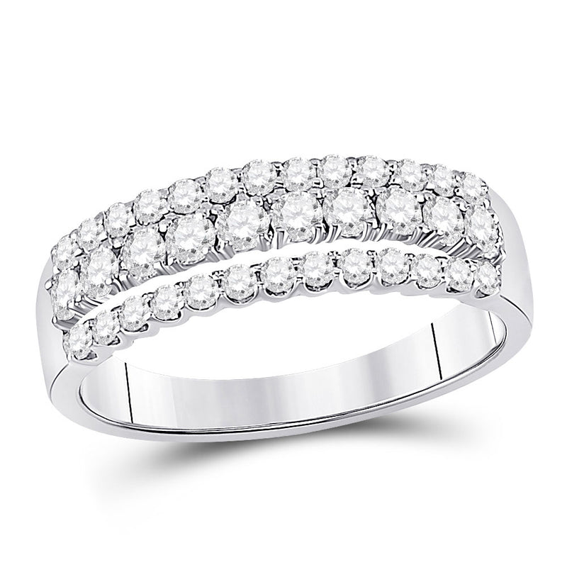 14kt White Gold Womens Round Diamond Classic Anniversary Band Ring 3/4 Cttw