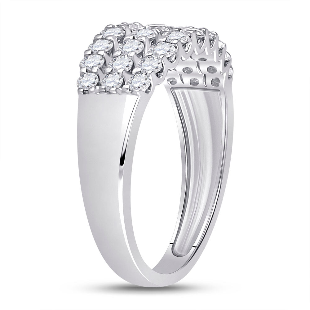 14kt White Gold Womens Round Diamond Anniversary Band Ring 1 Cttw