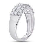 14kt White Gold Womens Round Diamond Contoured Triple Row Band Ring 1 Cttw