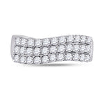 14kt White Gold Womens Round Diamond Contoured Triple Row Band Ring 1 Cttw