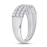 14kt White Gold Womens Round Diamond Triple Row Chevron Band Ring 1 Cttw