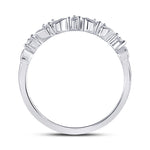 14kt White Gold Womens Round Diamond 5-Stone Stackable Band Ring 1/10 Cttw