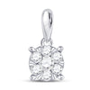 14kt White Gold Womens Round Diamond Flower Cluster Pendant 1/4 Cttw