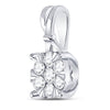 14kt White Gold Womens Round Diamond Flower Cluster Pendant 1/3 Cttw