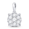 14kt White Gold Womens Round Diamond Flower Cluster Pendant 1/2 Cttw