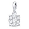 14kt White Gold Womens Round Diamond Flower Cluster Pendant 1/5 Cttw