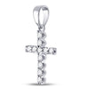 14kt White Gold Womens Round Diamond Faith Cross Pendant 1/5 Cttw