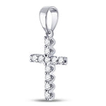 14kt White Gold Womens Round Diamond Faith Cross Pendant 1/5 Cttw