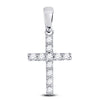 14kt White Gold Womens Round Diamond Faith Cross Pendant 1/5 Cttw