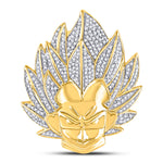 10kt Yellow Gold Mens Round Diamond Super Saiyan Charm Pendant 3/4 Cttw