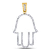 10kt Yellow Gold Mens Round Diamond Hamsa Fatima Hand Charm Pendant 1/3 Cttw