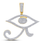 10kt Yellow Gold Mens Round Diamond Eye of Ra Egyptian Charm Pendant 1 Cttw