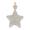 10kt Yellow Gold Mens Round Diamond Concentric Star Charm Pendant 3/4 Cttw