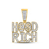 10kt Yellow Gold Mens Round Diamond Hood Rich Charm Pendant 1-3/4 Cttw