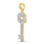 10kt Yellow Gold Mens Round Diamond Key Charm Pendant 5/8 Cttw