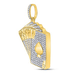 10kt Yellow Gold Mens Round Diamond Royal Flush Charm Pendant 5/8 Cttw