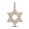 10kt Yellow Gold Mens Round Diamond Magen Star of David Charm Pendant 1/2 Cttw